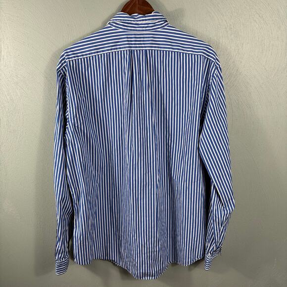 Ralph Lauren Men's Size XXL Blue Vertical Striped Custom Fit Button Down Shirt - Picture 2 of 10